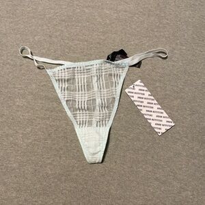 Out from Under Blue Aqua Plaid G String Medium M